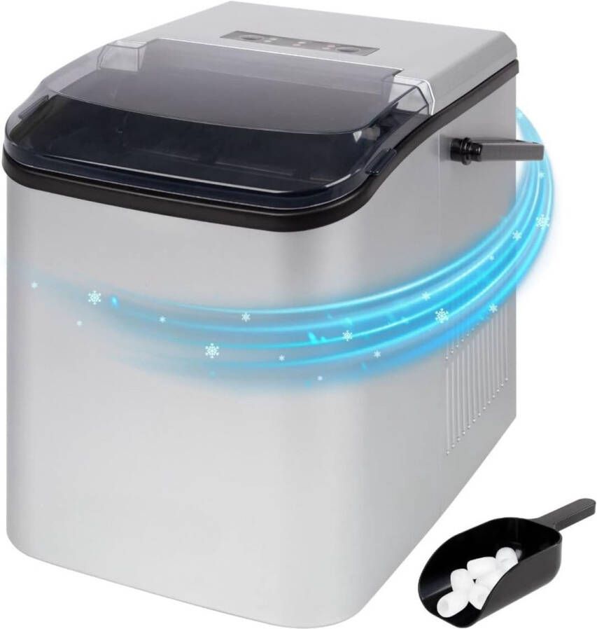 IJsmachine 12kg per Dag Zelfreinigend 1.5L Waterreservoir Zilver Snelle Bereiding