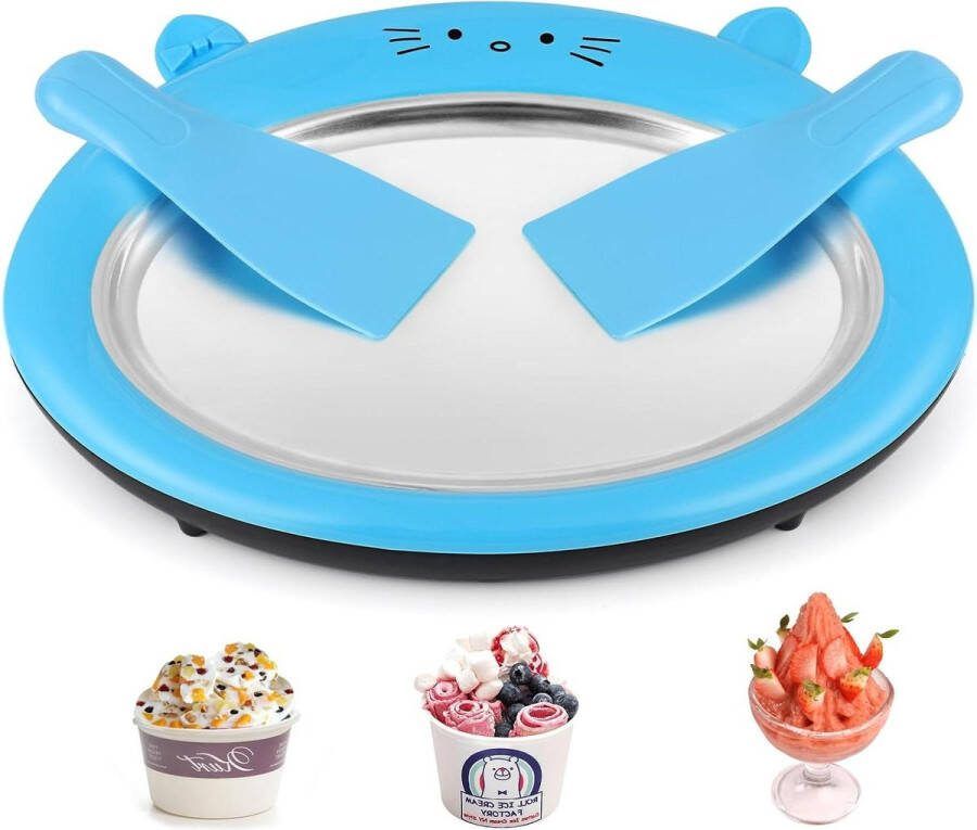 IJsmachine 2 spatels opgerolde ijsmaker sorbet bevroren yoghurt fruitshakes smoothies blauw