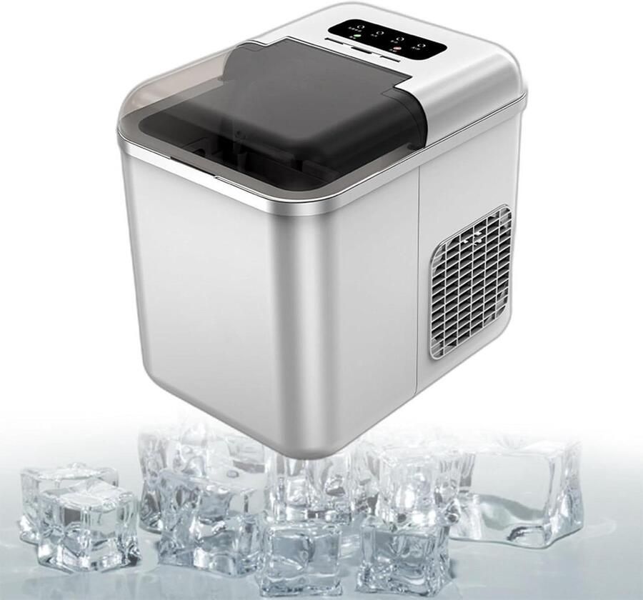 IJsmachine aanrecht Draagbaar apparaat Snel ijs maken Automatische reiniging 12kg per 24 uur Zilver