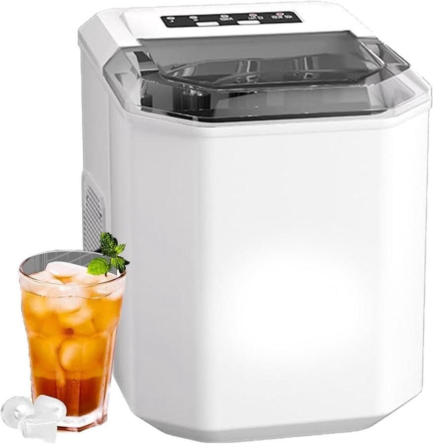 Ijsmachine Aanrecht Draagbare Ijsmaker Drankjes Koelen Zelfreinigend Programma 26 Kilo Per Dag Wit