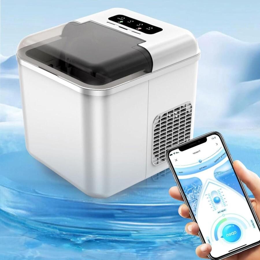 IJsmachine aanrecht IJsblokjesmaker Drankjes Koelen Zelfreinigend met app 12kg per dag Zilver