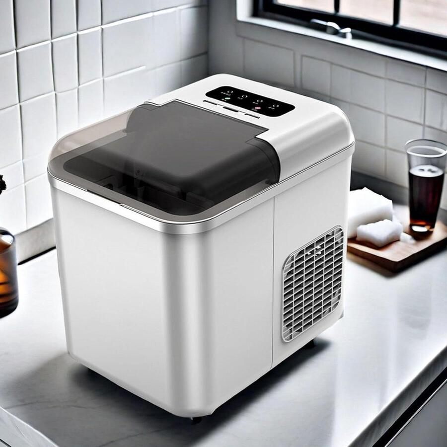 IJsmachine Aanrecht IJsmaker Blokjes Snelle IJsie Zelfreinigende Functie 12 kg per 24 uur Zilver