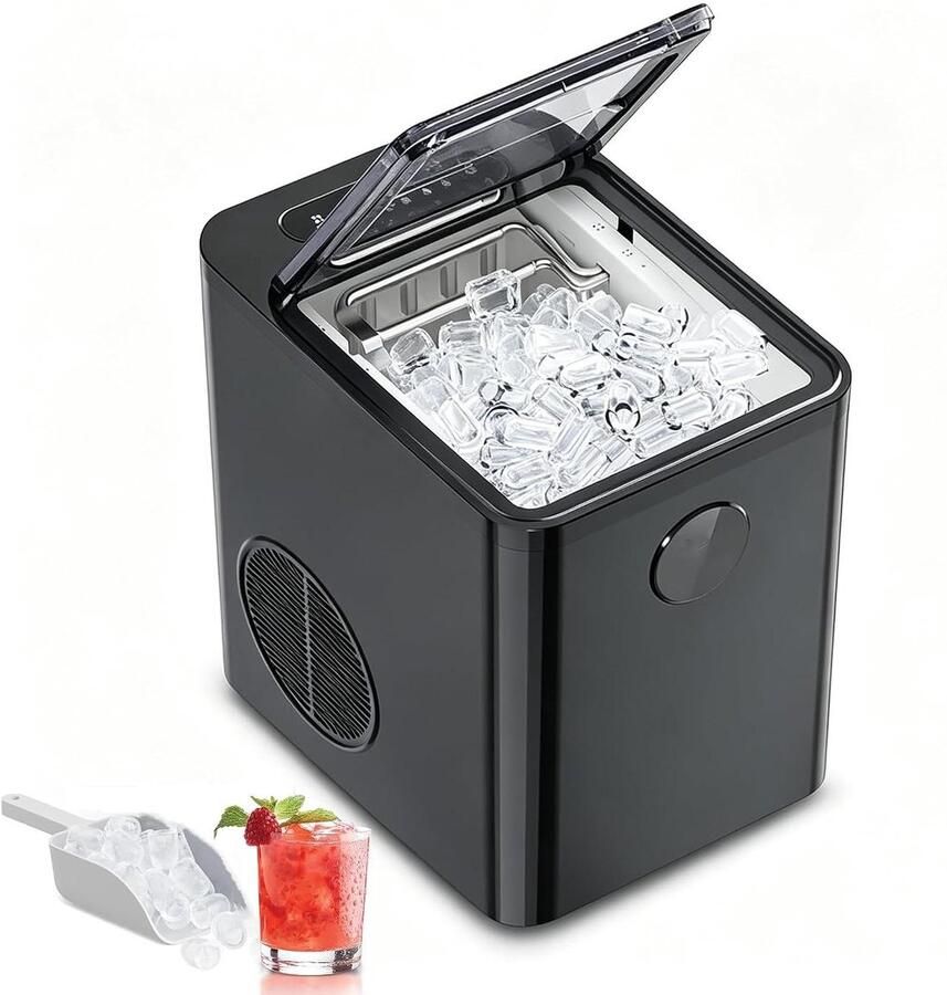 Ijsmachine Aanrecht IJsmaker Box Snelle IJsblokjes Maken 9 Blokjes in 6 Minuten Compact Zilver