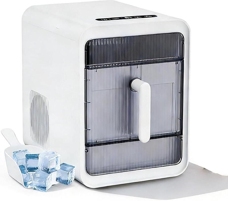 IJsmachine Aanrecht IJsmaker Compact Snel IJs Maken Zelfreinigende Functie 12 Stuks 10 Min Wit