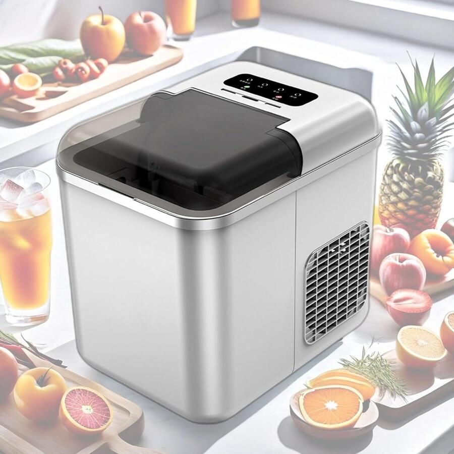 IJsmachine aanrecht IJsmaker Portable Snelle IJsvorming Zelfreinigend 12kg per 24 uur Zilver