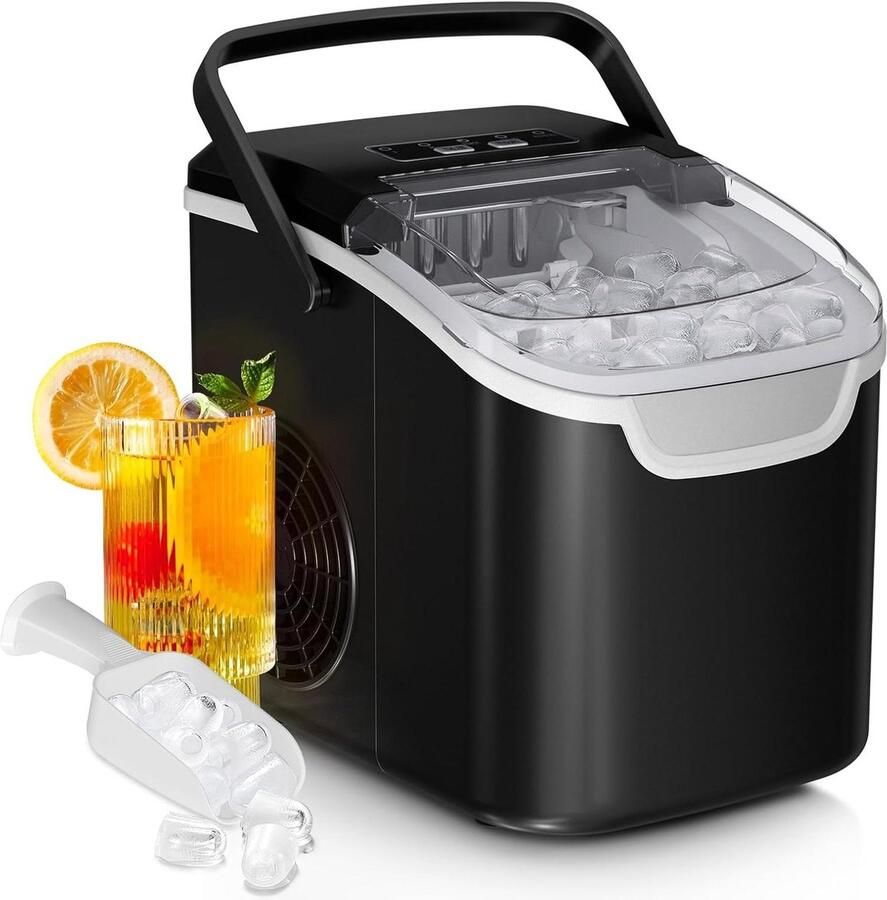 IJsmachine aanrecht Mini ijsmaker Drankjes Koelen Zelfreinigend 25 lbs per dag Zwart