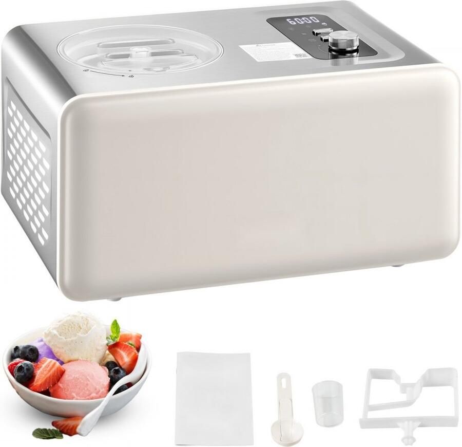 IJsmachine Automatische roomijsmachine en sorbetmaker 2 liter 150 W Met ingebouwde compressor Zonder voorvriezen 3 standen