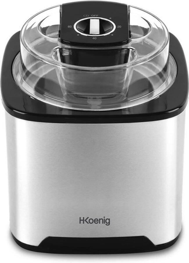 IJsmachine Automatische Stop 2 Liter Inhoud 12 W Vermogen Roestvrijstaal Behuizing Transparant Deksel Voor Zelfgemaakt IJs En Sorbet