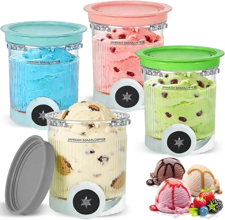 IJsmachine Bekers Opslag Containers Zelfgemaakt IJs BPA-Vrij Materiaal 500 ml Transparant Gekleurd