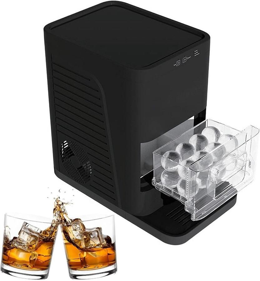 IJsmachine Bolvormige Ijsbollenmaker Bar Kwaliteit Drankjes Koelen Kristalheldere ijsbollen 50 mm Zwart