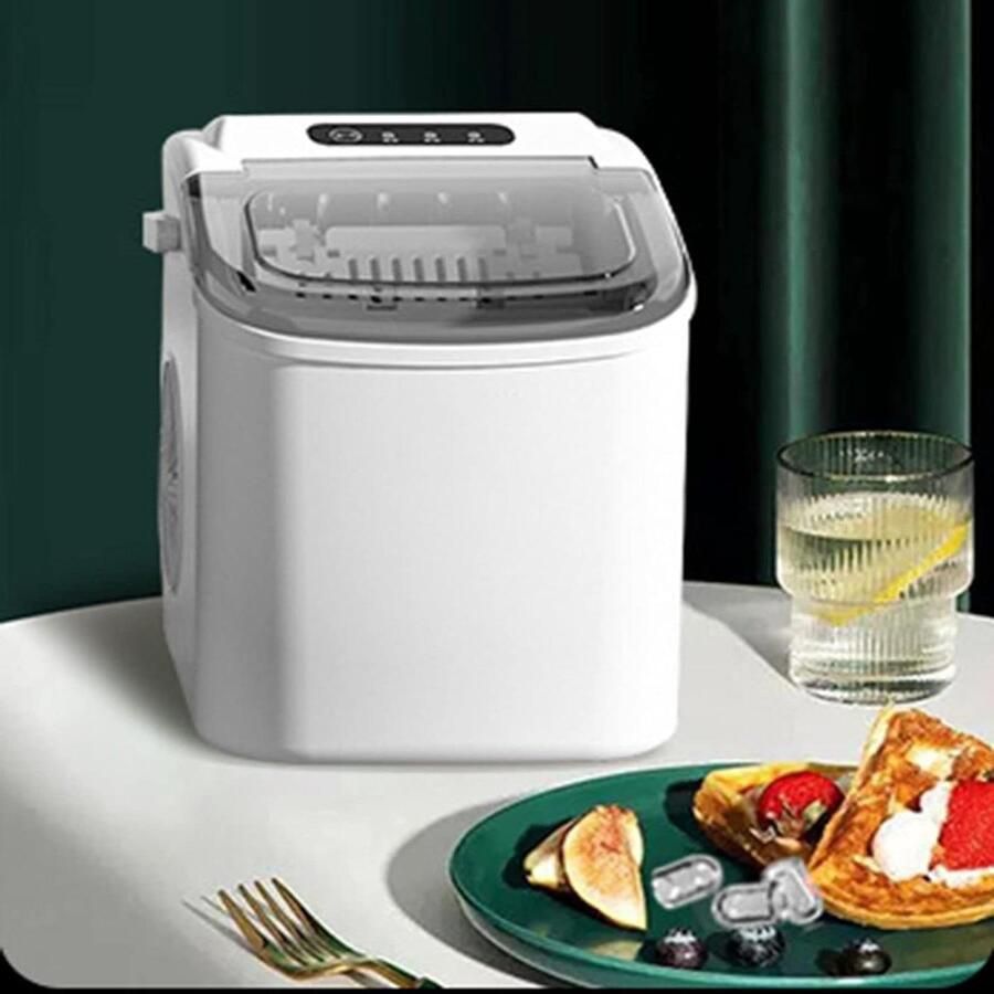 IJsmachine Commercieel Kleine ijsmaker Snelle ijsie Automatische ronde ijsblokjes 35 x 25 x 25 cm Wit