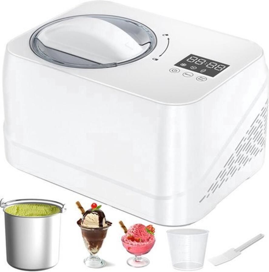 IJsmachine Compressor 1 Liter Capaciteit Wit Automatisch Keukenapparaat Sorbetmaker
