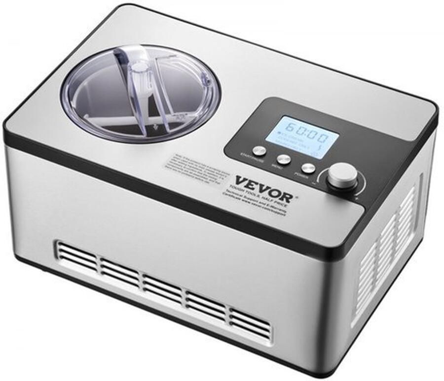 IJsmachine Compressor 180W Vermogen 2 Liter Inhoud Aluminium En RVS Voor Bevroren Yoghurt En Sorbet