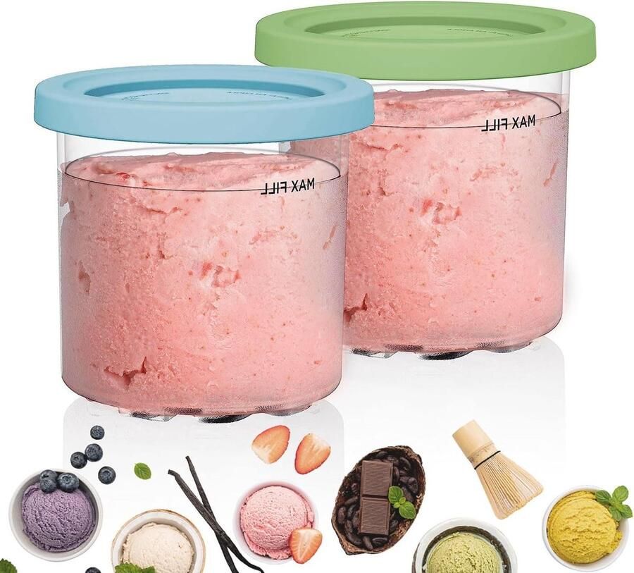 IJsmachine Containers Pinten en Deksel Sets Zelf IJs Maken BPA-vrij en Vaatwasmachinebestendig L Blauw Groen