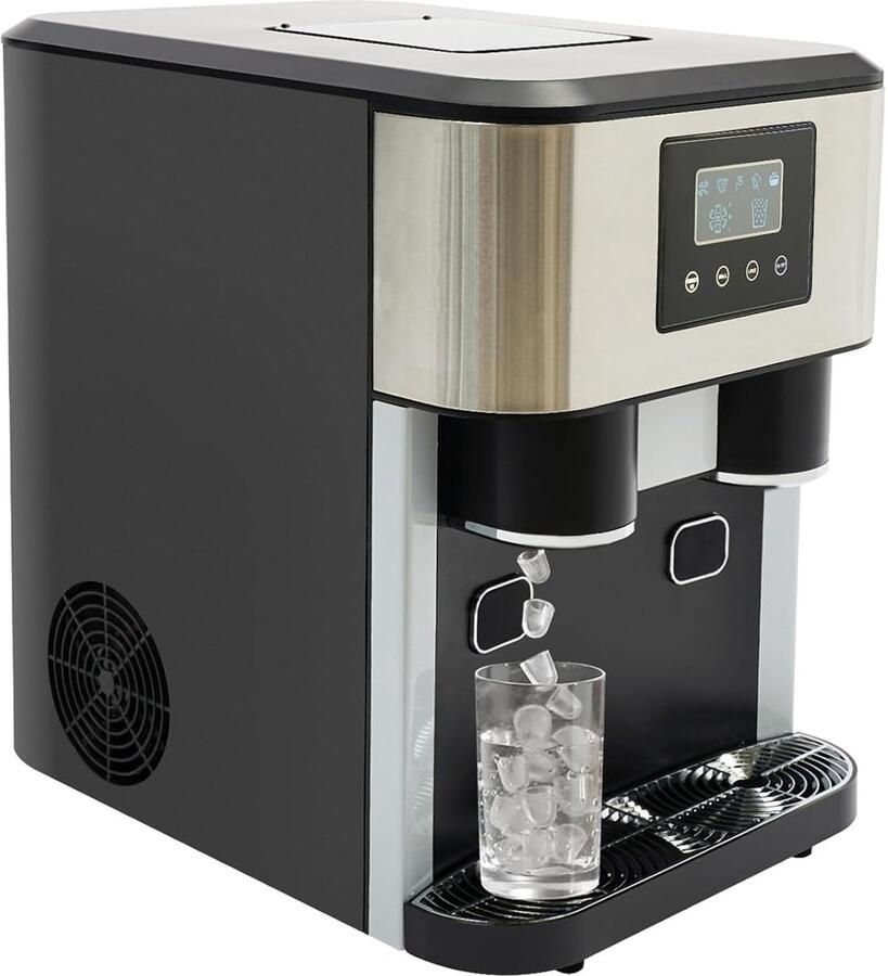 IJsmachine Crushed Ice 3-in-1 Ijsmaker Snelle IJsproducent Waterreservoir 18L 34 x 455 cm Zwart Zilver