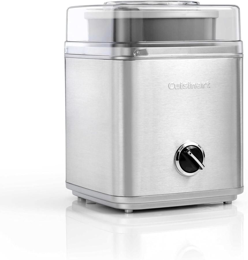 IJsmachine Deluxe Dessert Maker Zelf IJs Maken Twee Kom optie 2 Liter Capaciteit Zilverkleurig