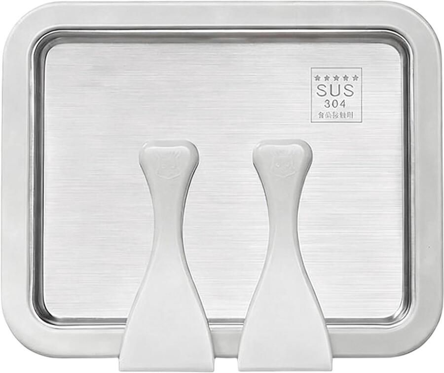 IJsmachine Dessertmaker Rolijsmachine Zomerse Snacks Maken Roestvrij staal Voedingskwaliteit 26x21 cm Wit