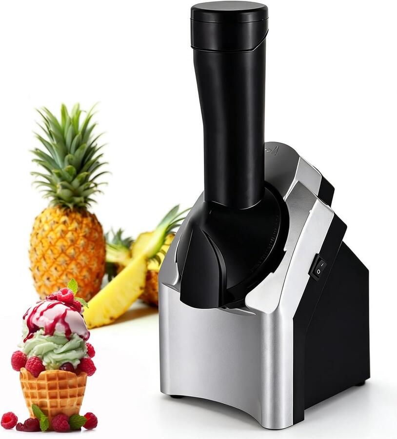 Ijsmachine Dessertmaker Sorbetmaker Gezonde Desserts Maken Vaatwasmachinebestendige Onderdelen 24x23.5x18.5cm Zwart