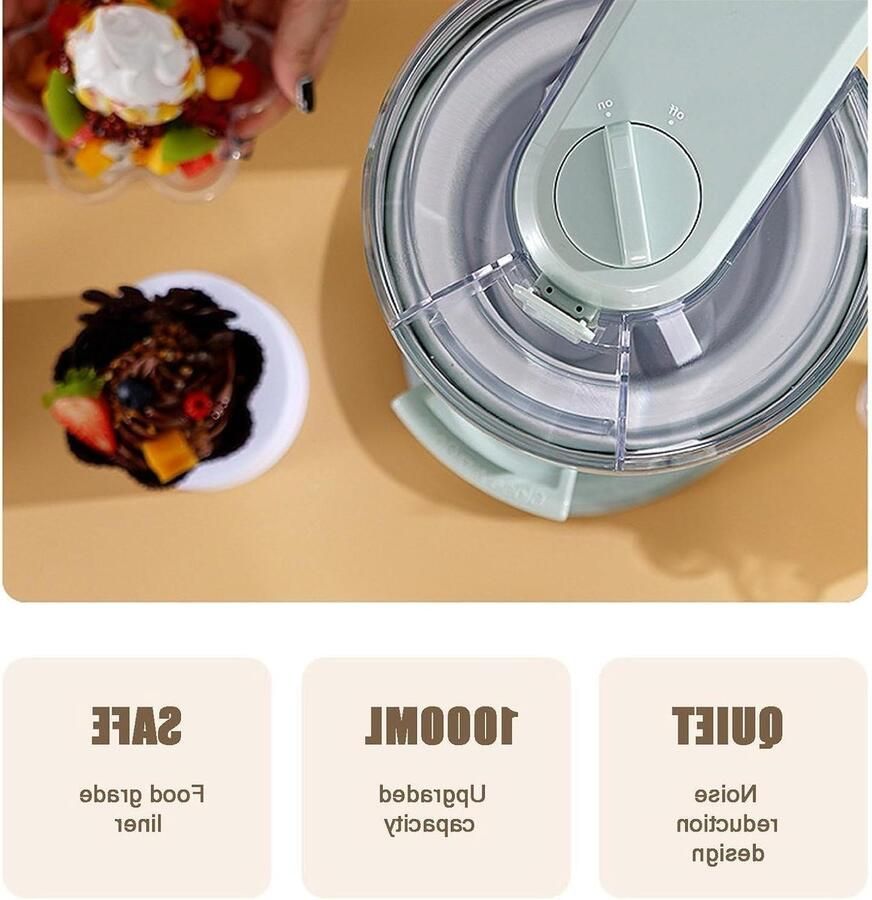 IJsmachine Dessertmaker Thuis Desserts Maken Automatische Bediening 1000 ml Wit
