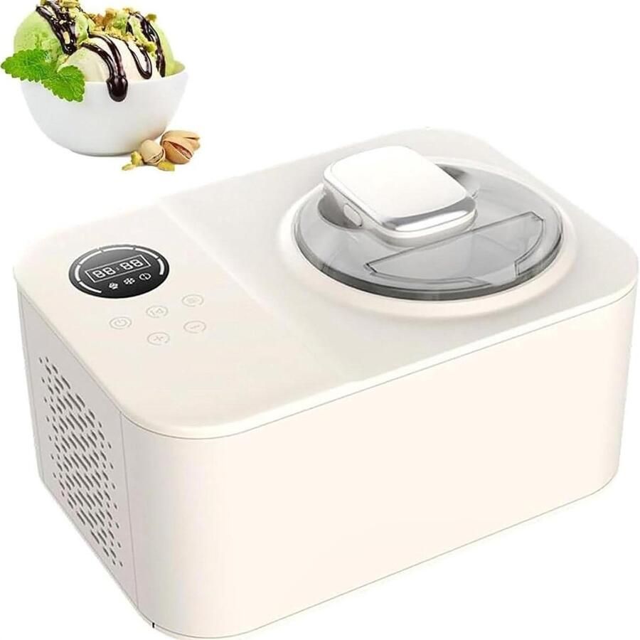 IJsmachine Dessertmaker Yoghurt Zelf IJs Maken Met Compressor 1.2L Capaciteit Roestvrijstaal