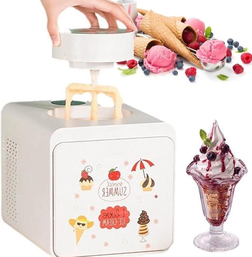 IJsmachine Dessertmaker Zelf IJsmaken Aanraakbediening 1000 ml Wit