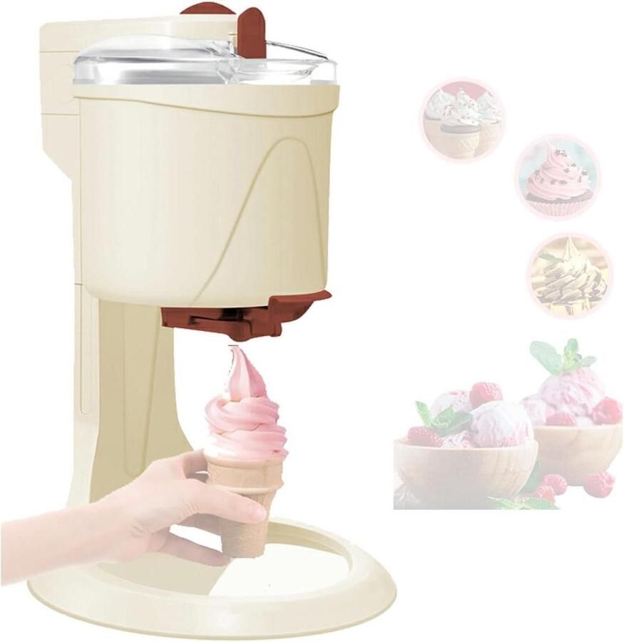 Ijsmachine Dessertmaker Zelfgemaakt IJs Snelle Bereiding 1000 Ml Capaciteit Wit