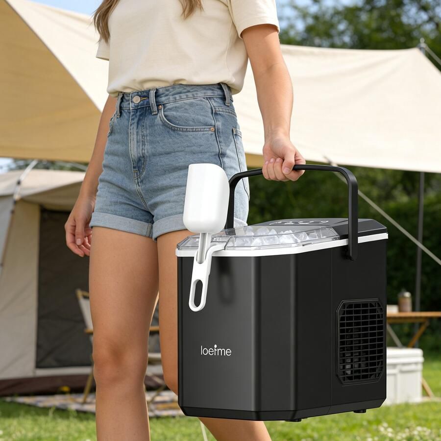 Ijsmachine Draagbaar 1.2L Inhoud 12 kg Per Dag Capaciteit Zwart Voor Thuis En Feest