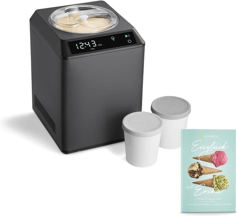 IJsmachine en Yoghurtmaker 2 5 L met Koelfunctie en Verwarming Roestvrij Staal 4 Programma's voor IJs en Yoghurt