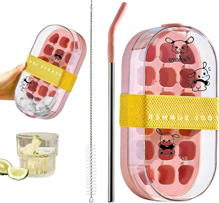 Ijsmachine Fles Herbruikbare Ijsmaker Dranken Koelen 2-in-1 Ontwerp 231 cm Lengte Roze