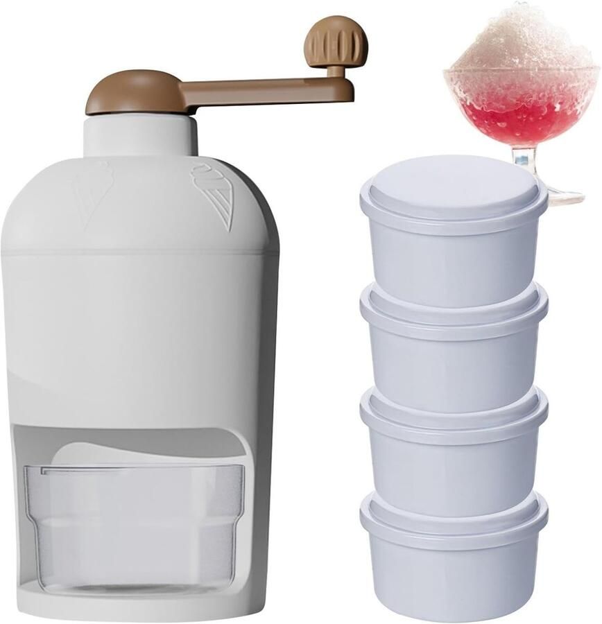 Handmatige IJsmachine Crushed Ice Maker Cocktails Maken Roestvrijstalen Bladen 10cm Bodem 24cm Hoog Wit