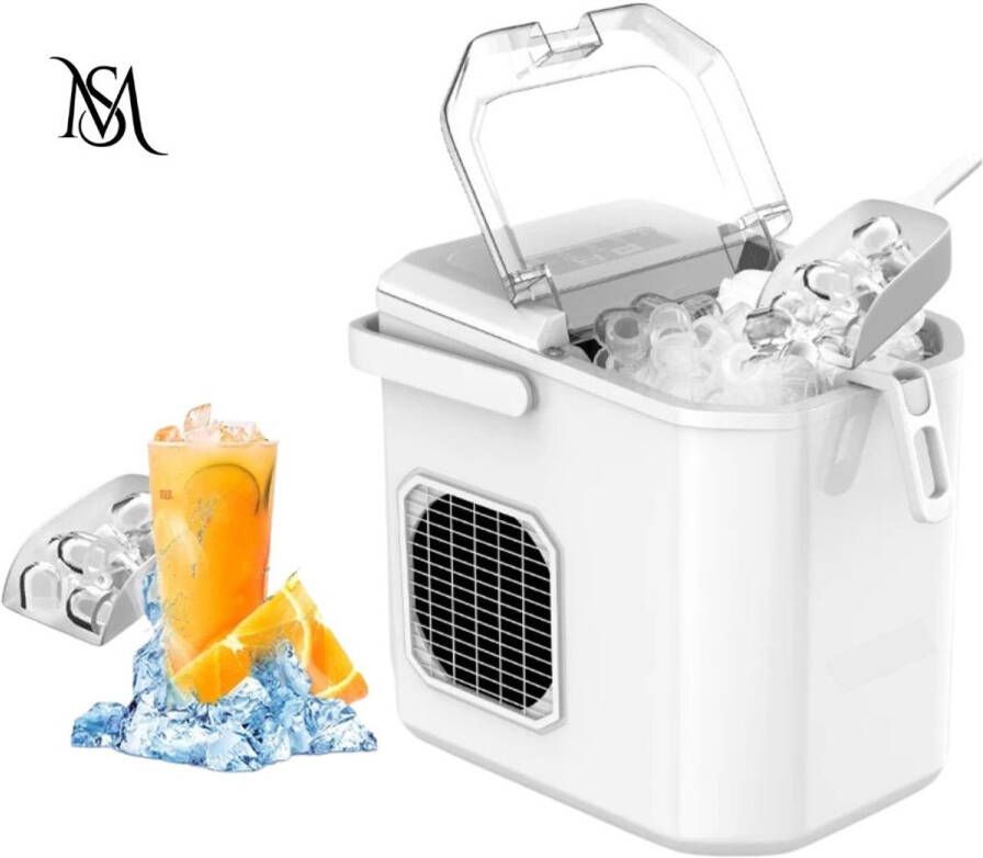 IJsmachine ijsblokjes maker Kogelijs Machine Snel IJs Maken Automatische Reiniging Fluisterstil Voor Thuis Camping Kantoor 12kg 24h 2 Formaten ijsblokjes Compact Draagbaar IJsmachine Wit Ice Maker Heerlijk verkoelend