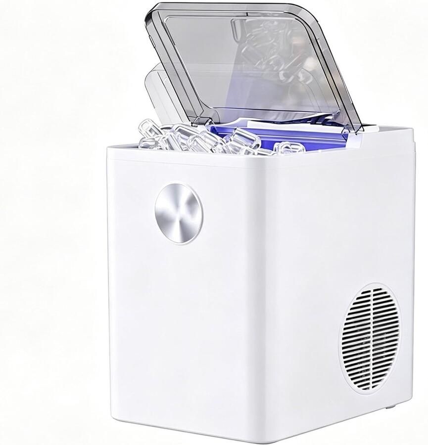 IJsmachine aanrecht Kleine ijsmaker Dranken koelen Snel ijs in 6 minuten 9 blokjes per batch Wit