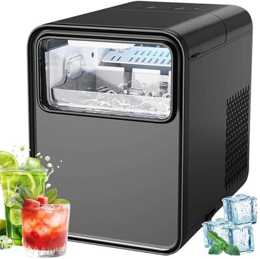 IJsmachine IJsblokjesmaker Nugget Dranken Koelen Snelle ie 6 Minuten 26.5 pond per dag Zwart