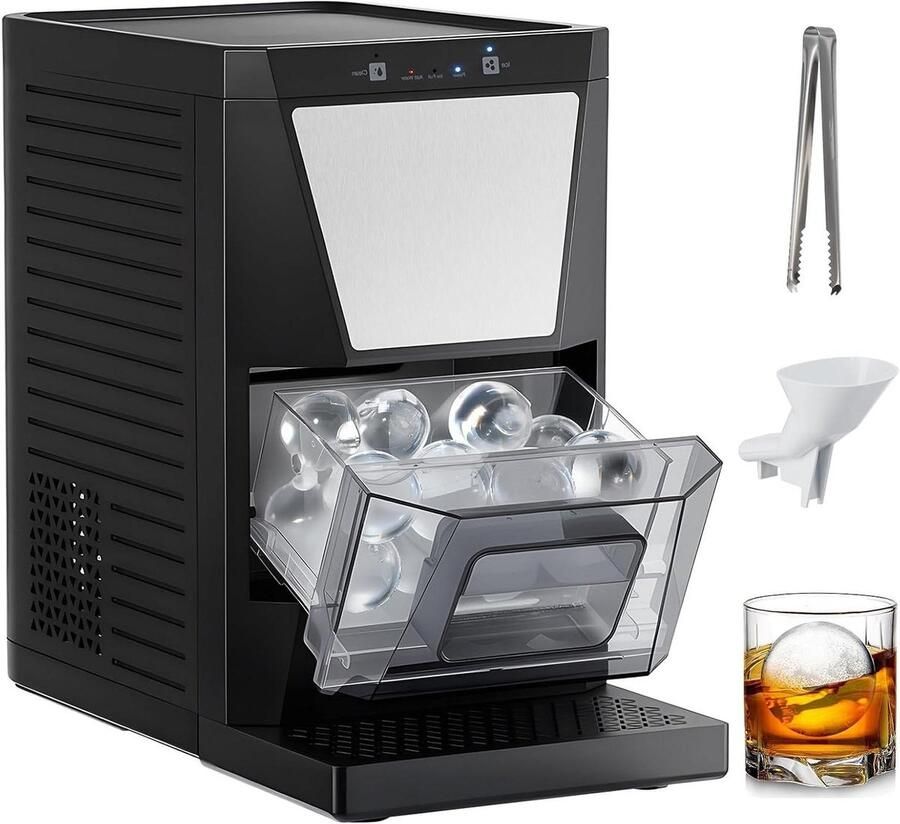 IJsmachine Ijsbollenmaker Ijsmaker Cocktails Maken Zelfreinigend 5 cm Zwart