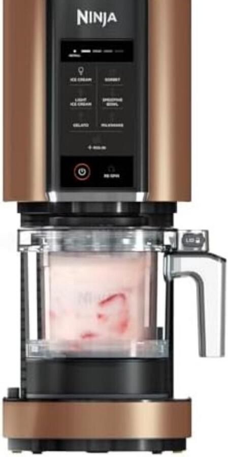 Ijsmachine Ijsmaker Sorbet Maker Smoothie Bowl Maker Milkshake Machine 7 Programma s 1.4L Ijsbereider Inclusief 3 Trays Automatische Ijsmachine Tuya Compatibel Zwart Koper Dessert Maker Gelato Maker