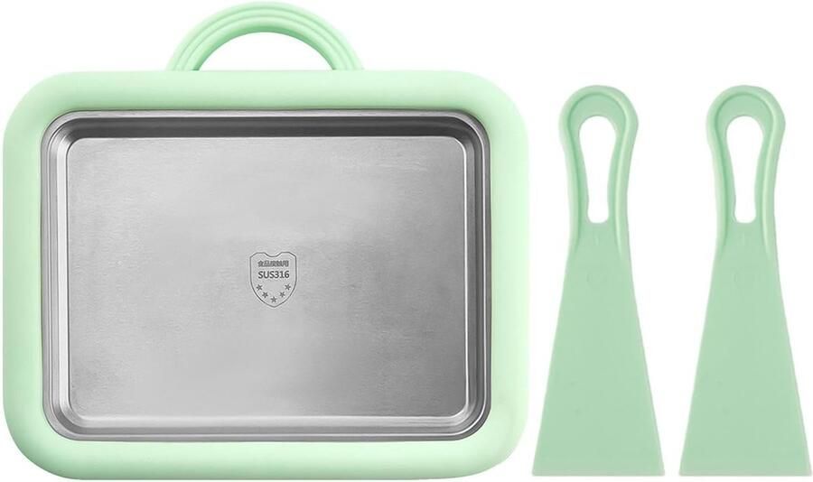 IJsmachine IJsplaat Fruitijs Zelfgemaakt Dessert Innovatief Unplugged Ontwerp 22.5 x 17.5 x 4 cm Groen