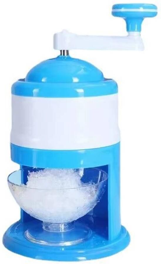 IJsmachine Ijsscheerapparaat Sneeuwkegelmaker Kunststof Blauw Verticaal Ontwerp Met Handslinger Draagbaar Met Geschaafde IJskom Voor Thuis Kantoor en Kamperen