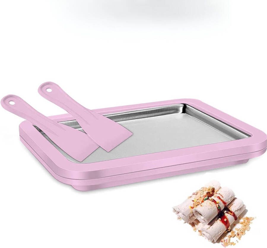 IJsmachine Instant Roller Pan Inclusief 2 Spatels Frozen Yogurt & Sorbet Eenvoudig Schoon te Maken