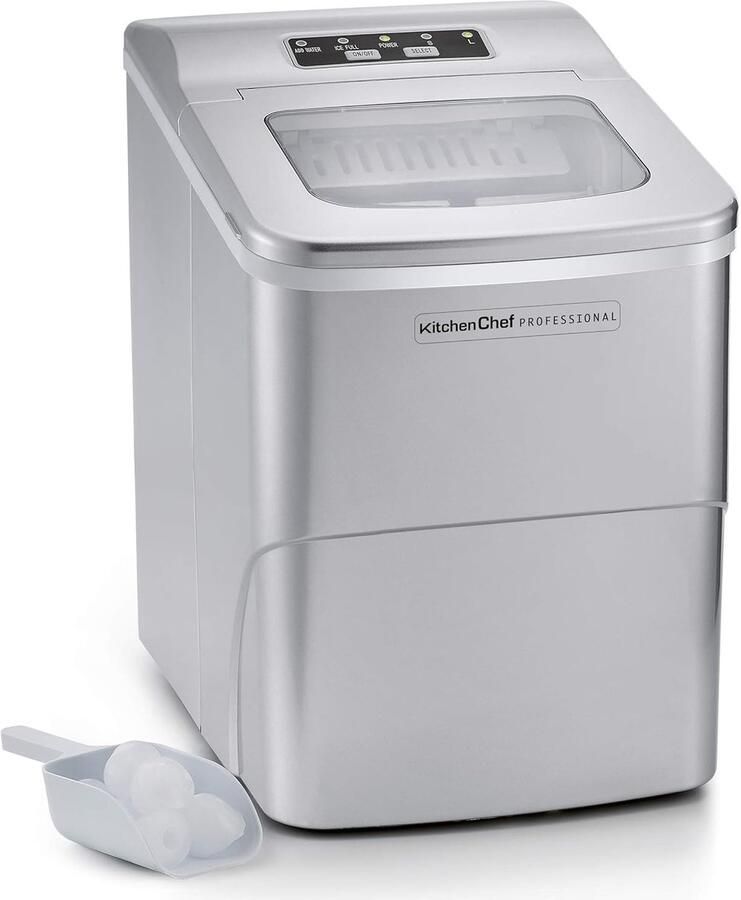 IJsmachine Keuken IJsblokjes Maker Drankjes Koelen Stille Compressor 12kg Per Dag Zilver