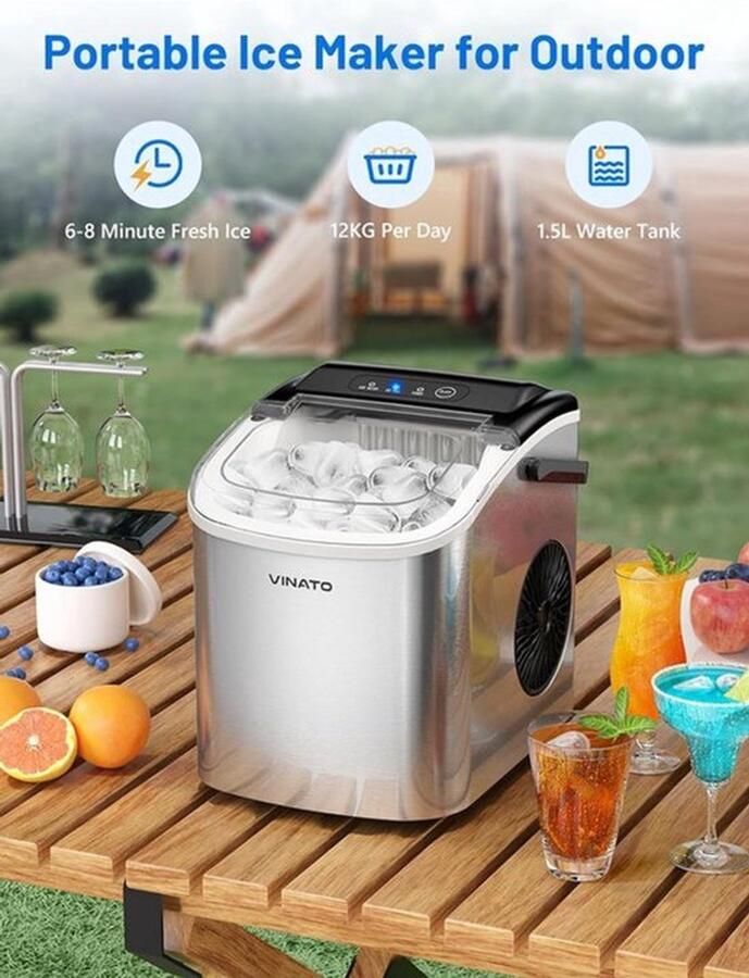 IJsmachine – Kleine IJsmachine – IJsblokjesmachine – IJsmaker – IJsmachine Voor Thuis – Supersnel 9 IJsklontjes in 6-8 Minuten – Draagbaar Compact 12 kg IJs Per 24 Uur - Foto 4