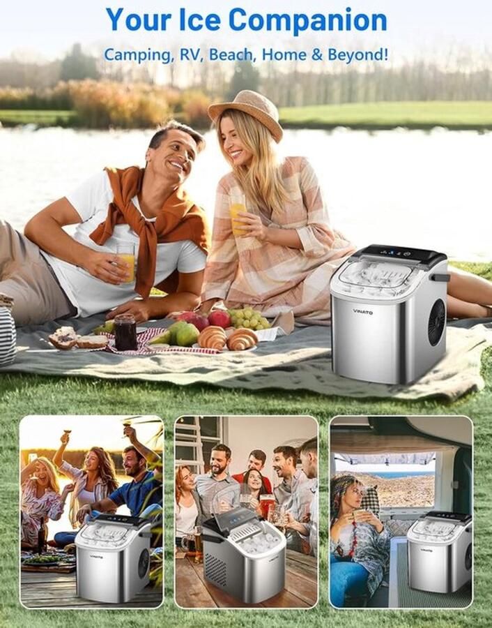IJsmachine – Kleine IJsmachine – IJsblokjesmachine – IJsmaker – IJsmachine Voor Thuis – Supersnel 9 IJsklontjes in 6-8 Minuten – Draagbaar Compact 12 kg IJs Per 24 Uur - Foto 3