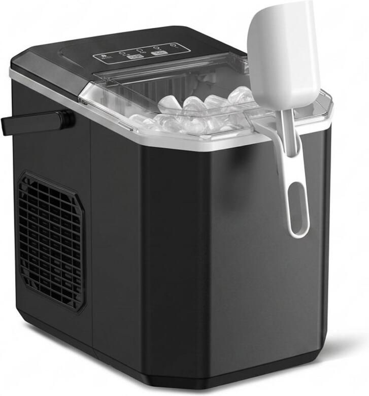 Ijsmachine Kogelvormig Automatische IJsblokjesmachine 12 kg IJsie per 24 Uur 9 Kogelijsjes in 6-8 Minuten Twee Maten S en L Automatische Zelfreiniging Stille Werking onder 43 dB Watertank 1 2 Liter Zwart