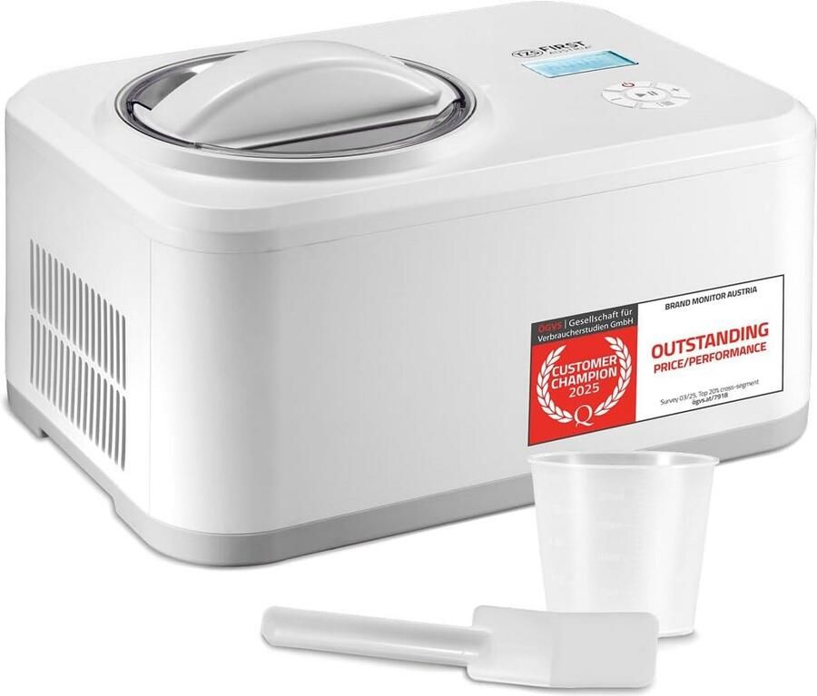 IJsmachine met Compressor 1 5L Capaciteit RVS Bak Inclusief Receptenboekje Voor IJs en Yoghurt