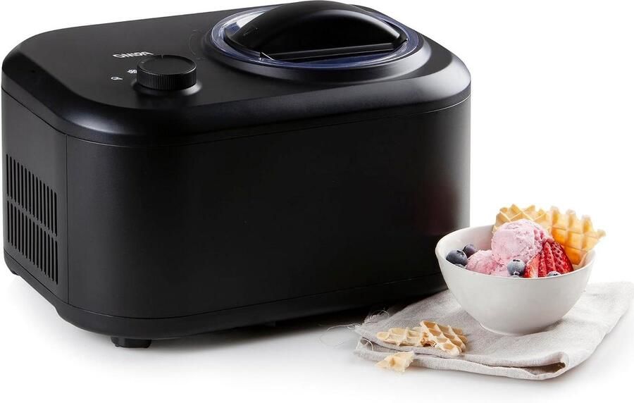 IJsmachine met Compressor Zelfvriezend apparaat Thuis ijs maken Geen voorvriezen nodig 1 Liter Zwart
