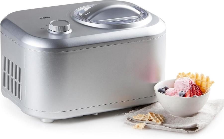 IJsmachine met Compressor Zelfvriezend apparaat Zelf ijs maken Ingebouwde vriesfunctie 1 liter Zilver