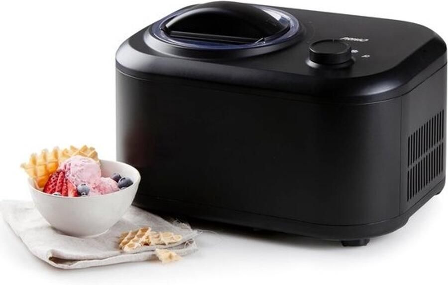IJsmachine met compressor Zelfvriezend apparaat Zelf ijs maken Geen voorvriezen nodig 1 liter Zwart