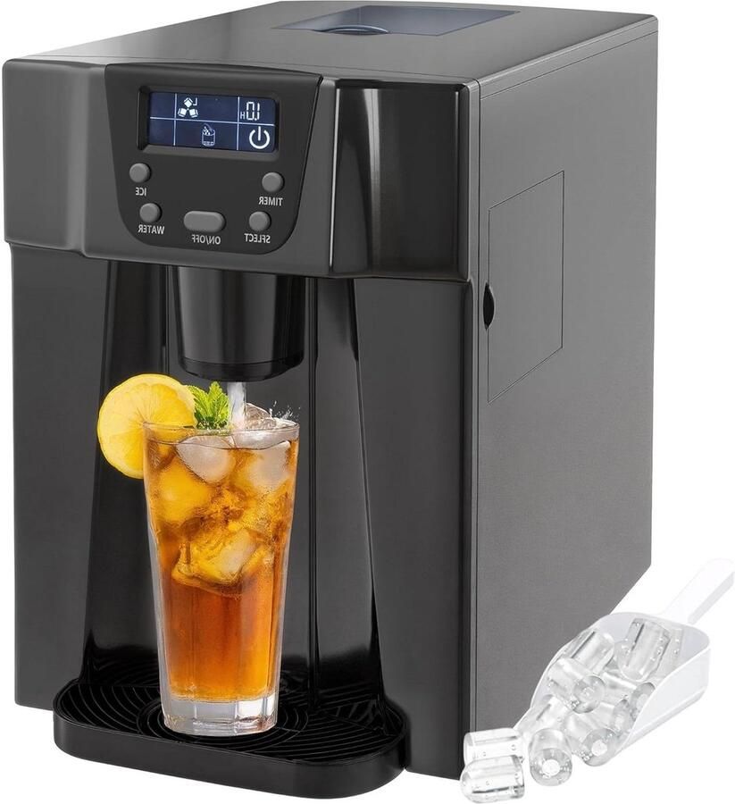 IJsmachine met Dispenser Drankkoeler Drankjes Koelen 2-in-1 Functie 12kg per dag Zwart