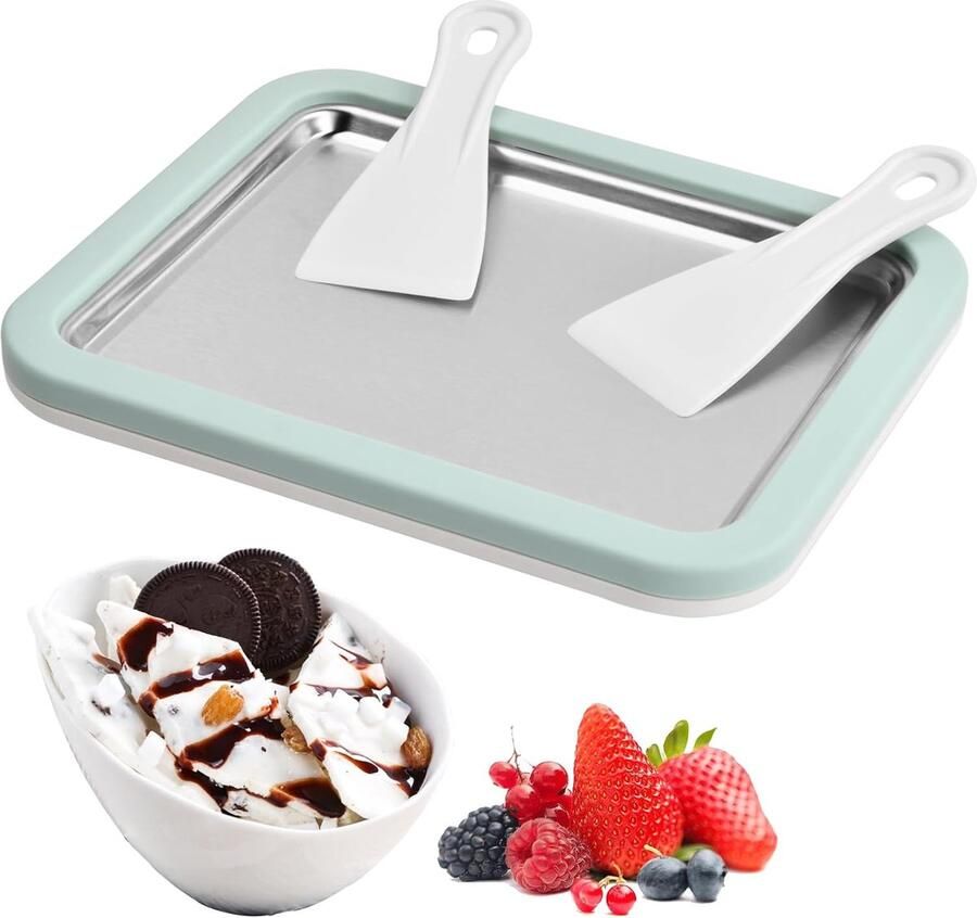 IJsmachine met Spatels Rol ijsmaker Zelf ijs maken Snel dessert bereiden 26 x 21 cm Groen