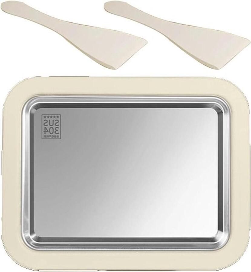 IJsmachine met vriesplaat Dessertmaker voor rolletjes Voor het maken van koude desserts Geen elektriciteit nodig 20.5 cm Zilver