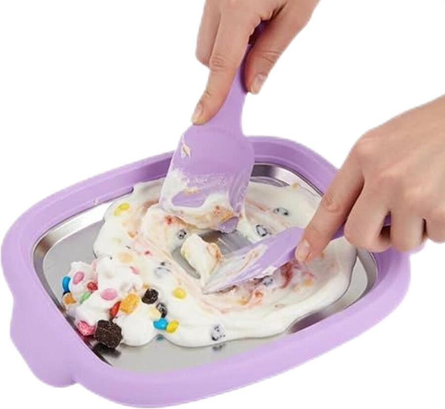 IJsmachine Opgerold Rolde ijs maker Zelfgemaakte Desserts Compact Ontwerp 25.2 x 19.4 x 4 cm Paars